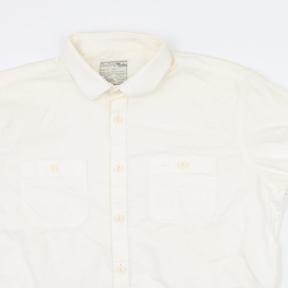 Mens UK Size M Burton White  Button-Up Short Sleeve Casual Shirt