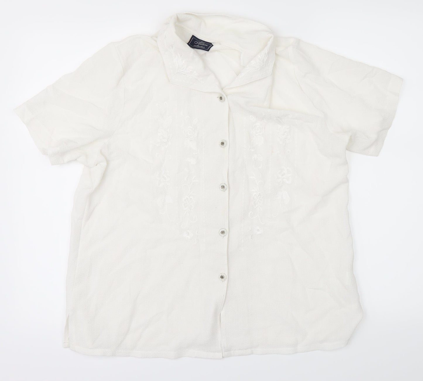Adams Womens White   Basic Button-Up Size 14