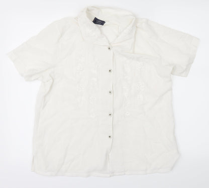 Adams Womens White   Basic Button-Up Size 14