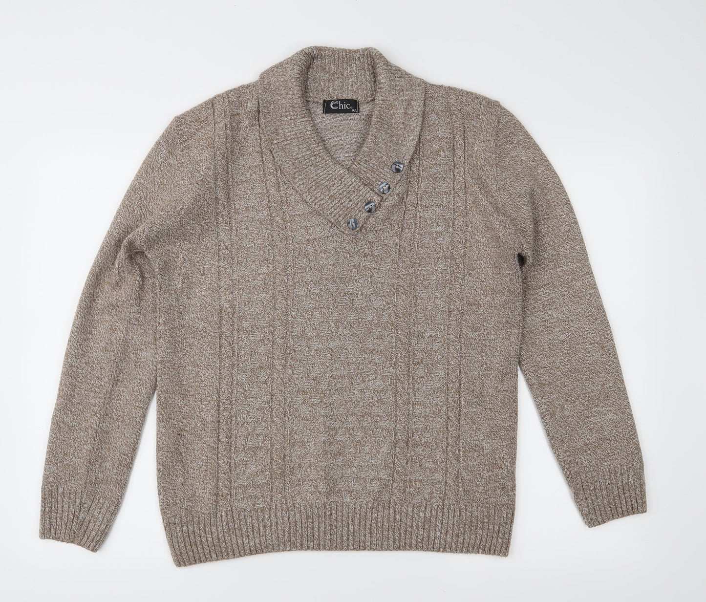 CHIC Womens Brown  Knit Pullover Jumper Size M