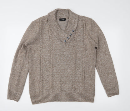 CHIC Womens Brown  Knit Pullover Jumper Size M