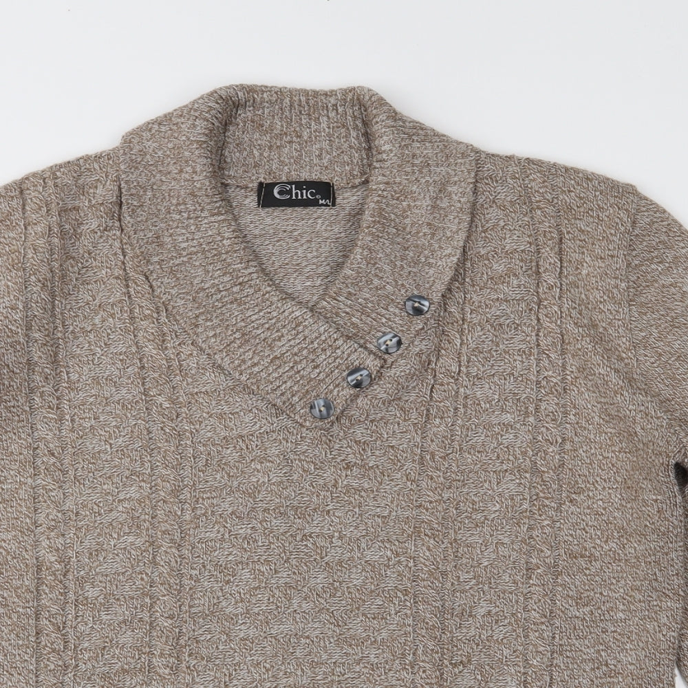 CHIC Womens Brown  Knit Pullover Jumper Size M