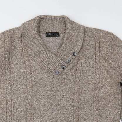 CHIC Womens Brown  Knit Pullover Jumper Size M