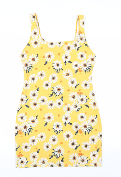 Preworn Womens Yellow Floral  Bodycon