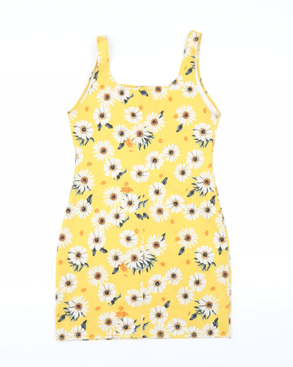 Preworn Womens Yellow Floral  Bodycon
