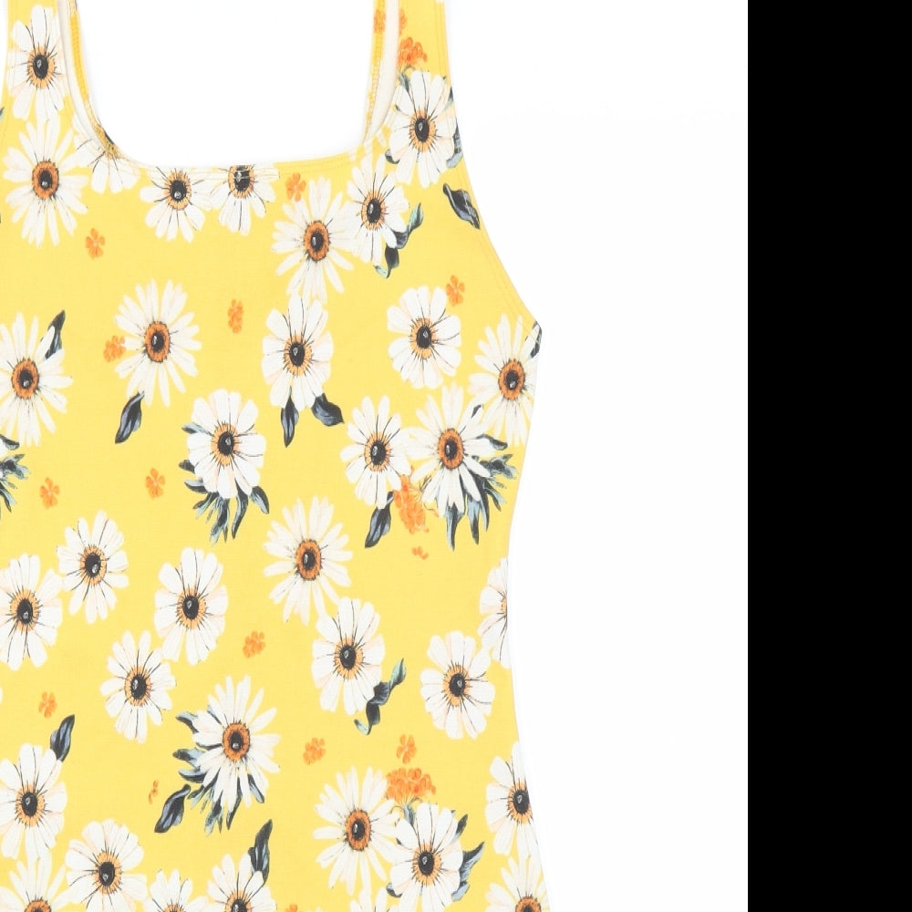 Preworn Womens Yellow Floral  Bodycon