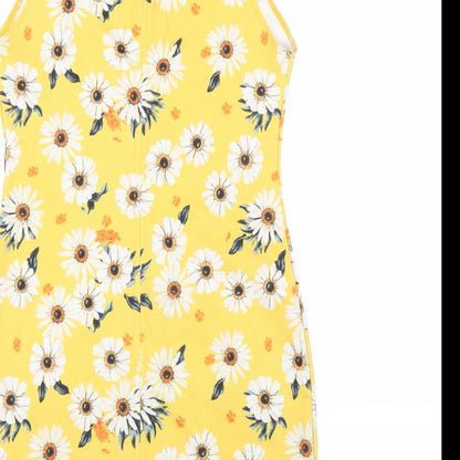 Preworn Womens Yellow Floral  Bodycon