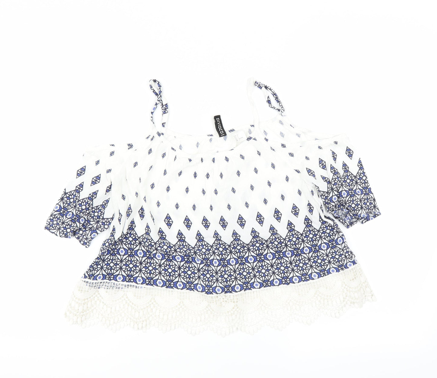 Divided by H&M Womens White Geometric  Basic Blouse Size 6