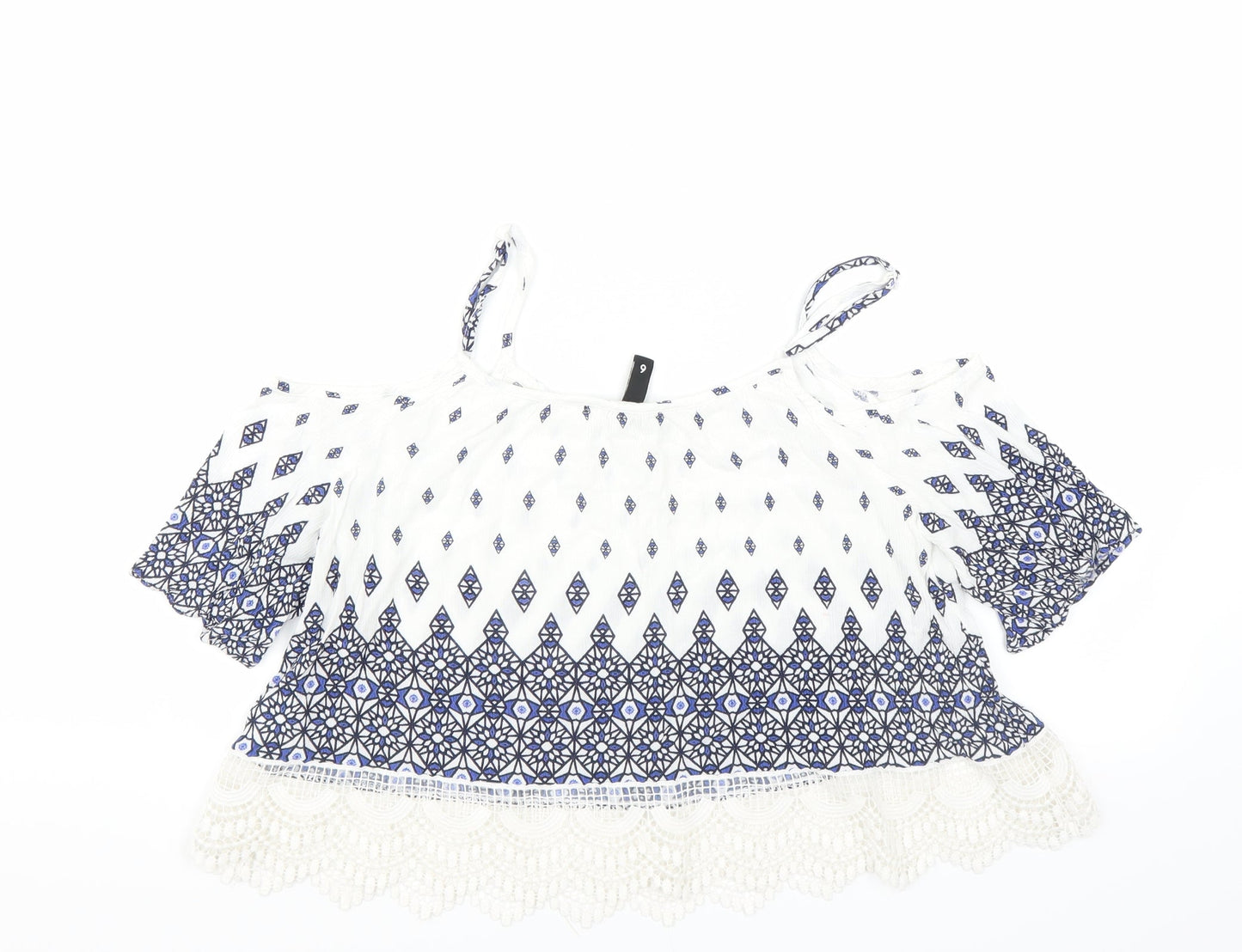 Divided by H&M Womens White Geometric  Basic Blouse Size 6