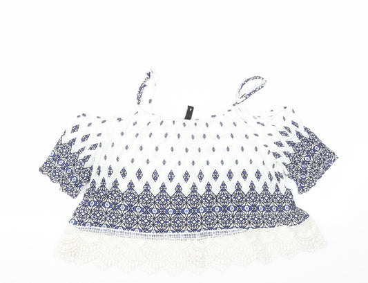 Divided by H&M Womens White Geometric  Basic Blouse Size 6