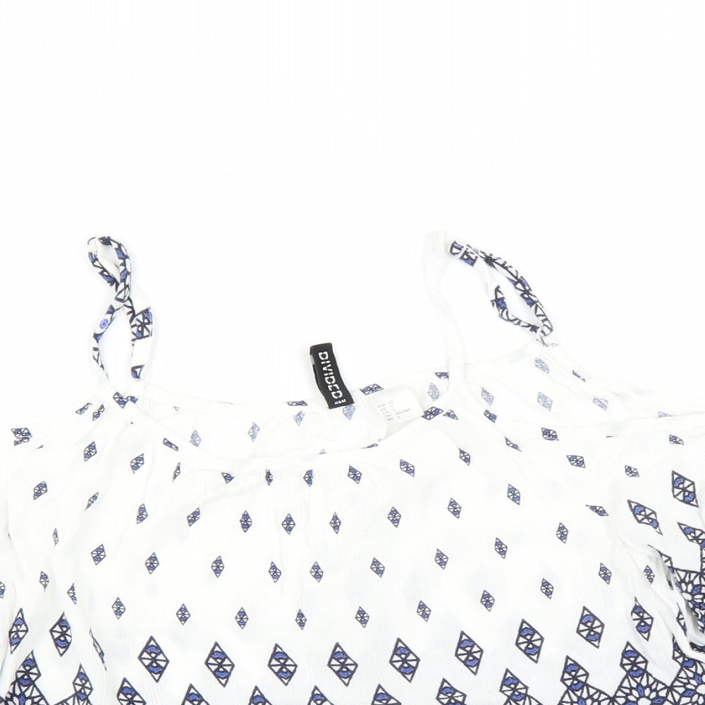Divided by H&M Womens White Geometric  Basic Blouse Size 6
