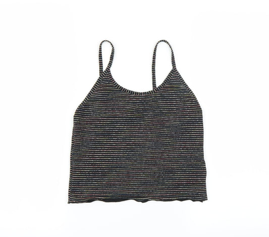 Light before Dark Womens Black Striped  Cropped Tank Size L