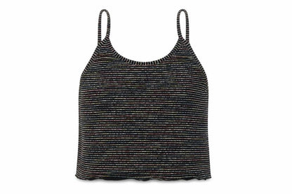 Light Before Dark Womens Black Striped  Cropped Tank Size L