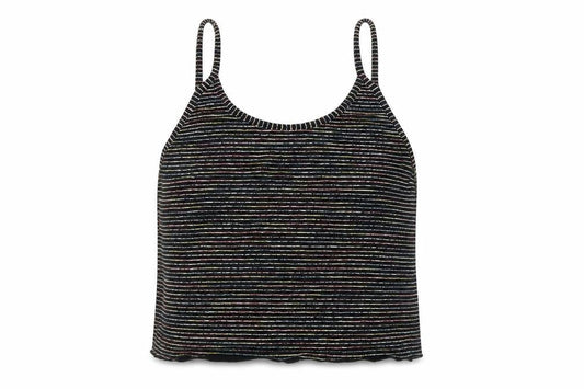 Light Before Dark Womens Black Striped  Cropped Tank Size L