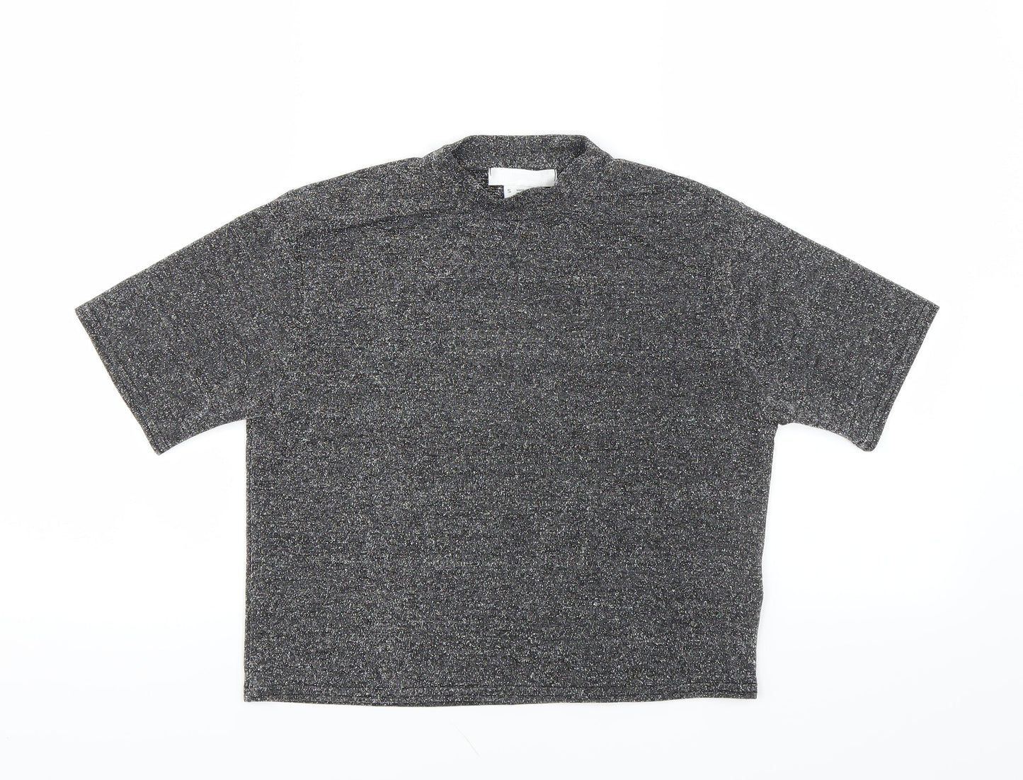 Womens UK Size S Cooperative Black Cropped T-Shirt