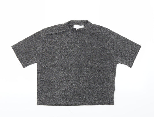 Womens UK Size S Cooperative Black Cropped T-Shirt