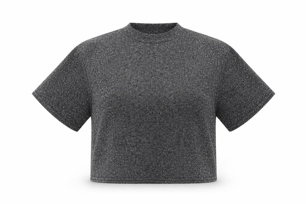 Womens UK Size S Cooperative Black Cropped T-Shirt