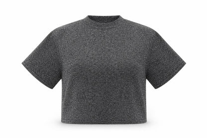 Womens UK Size S Cooperative Black Cropped T-Shirt