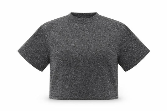 Womens UK Size S Cooperative Black Cropped T-Shirt