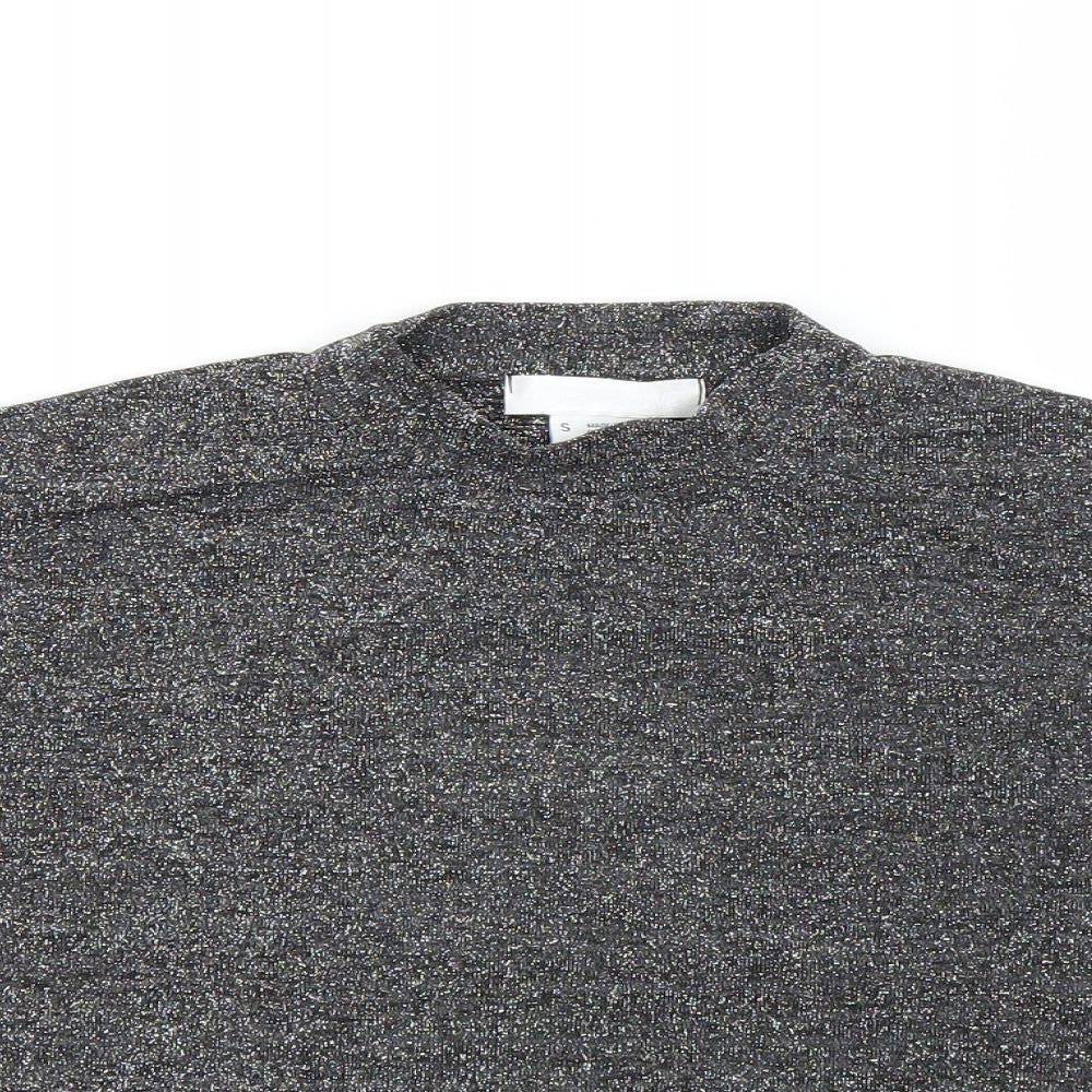 Womens UK Size S Cooperative Black Cropped T-Shirt
