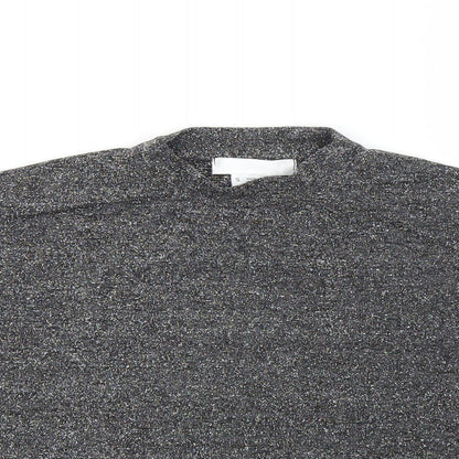 Womens UK Size S Cooperative Black Cropped T-Shirt