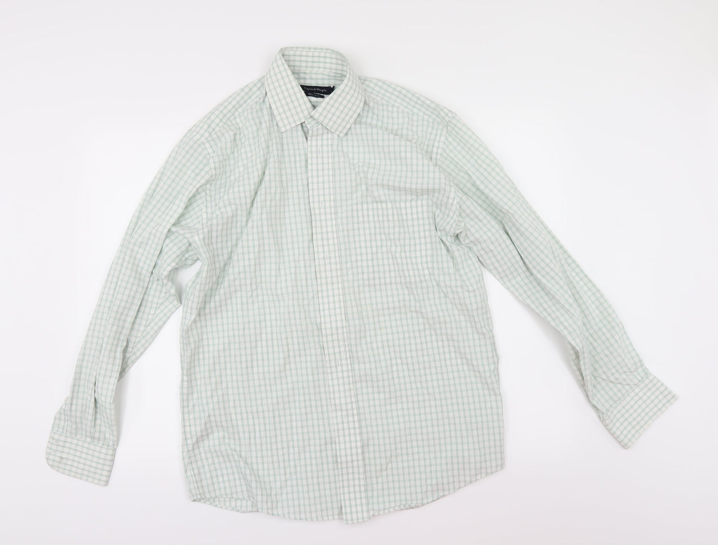 Taylor & Wright Mens White Check   Button-Up Size 15