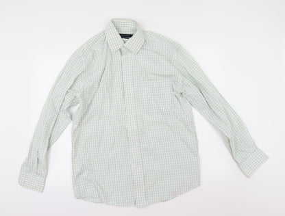 Taylor & Wright Mens White Check   Button-Up Size 15