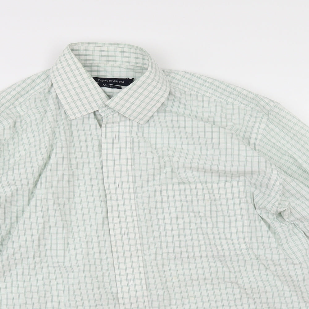 Taylor & Wright Mens White Check   Button-Up Size 15