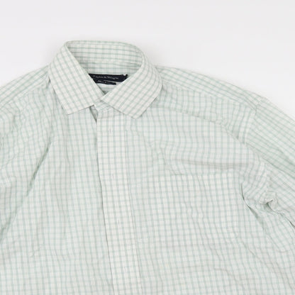 Taylor & Wright Mens White Check   Button-Up Size 15