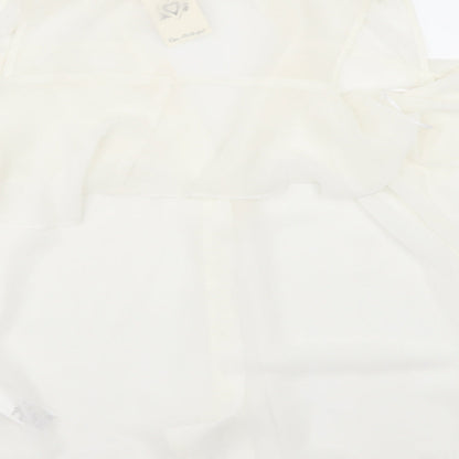 Miss Selfridge Womens Ivory  Chiffon Tunic Button-Up Size 10  - cold shoulder