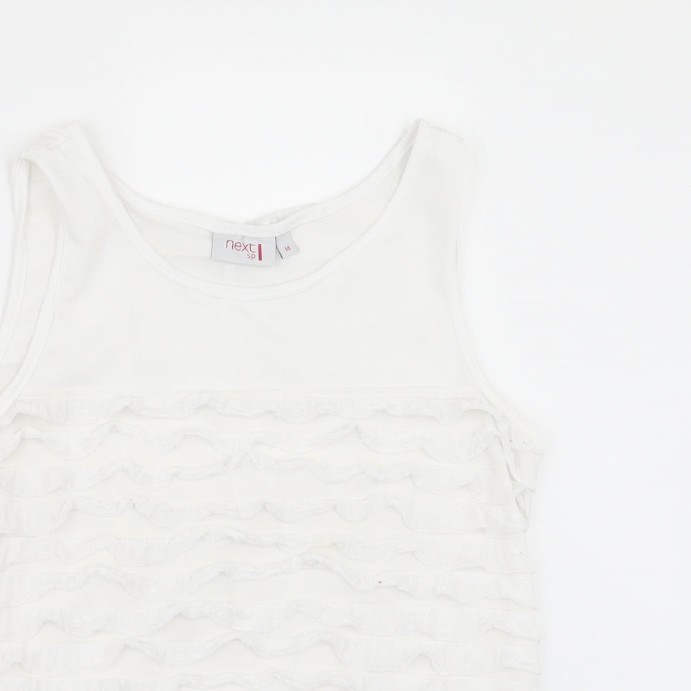 Womens UK Size 14 NEXT White Tunic T-Shirt