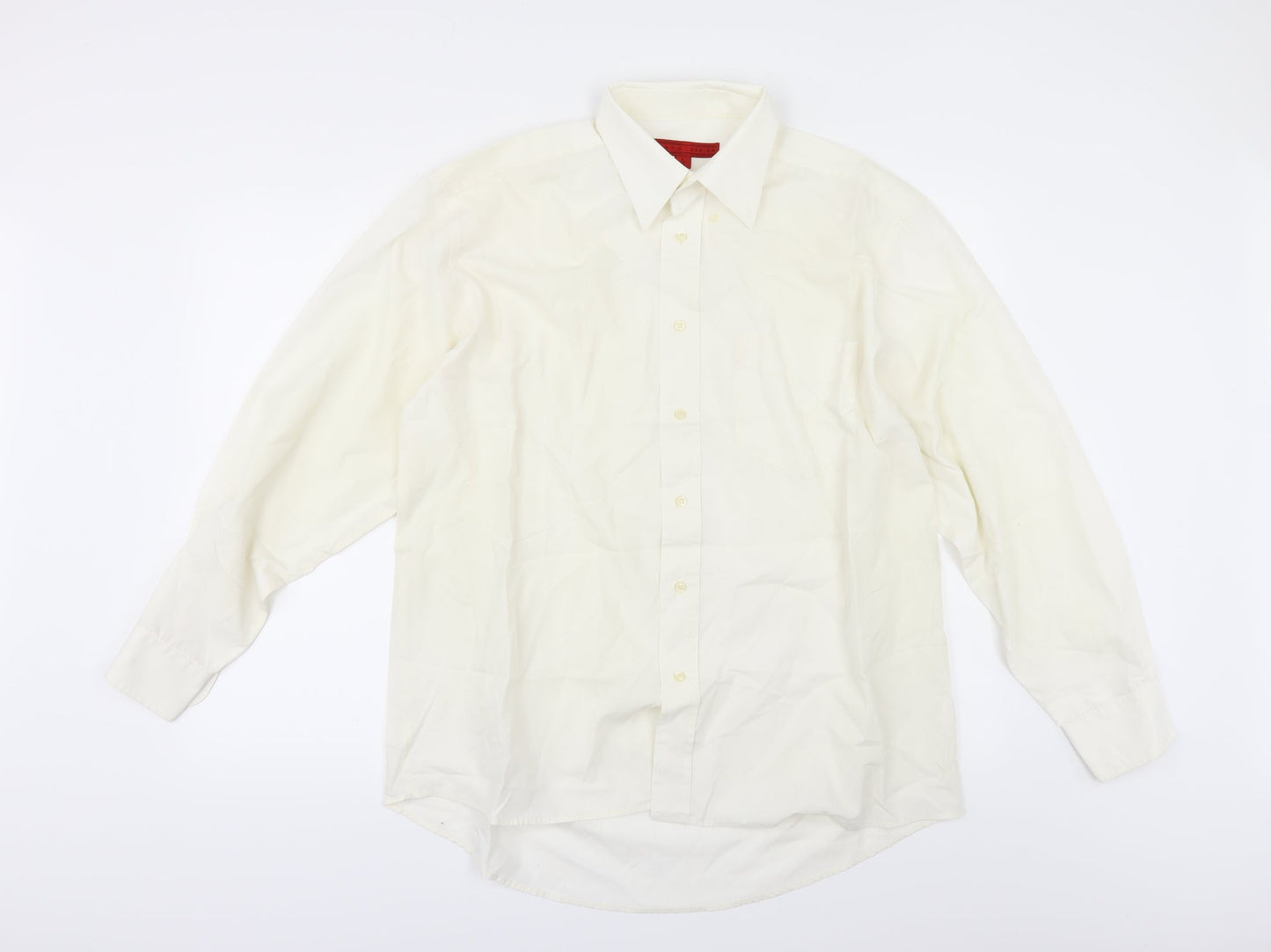 Mens UK Size 16 I D A H O Ivory  Button-Up Long Sleeve Casual Shirt