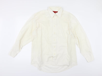 Mens UK Size 16 I D A H O Ivory  Button-Up Long Sleeve Casual Shirt