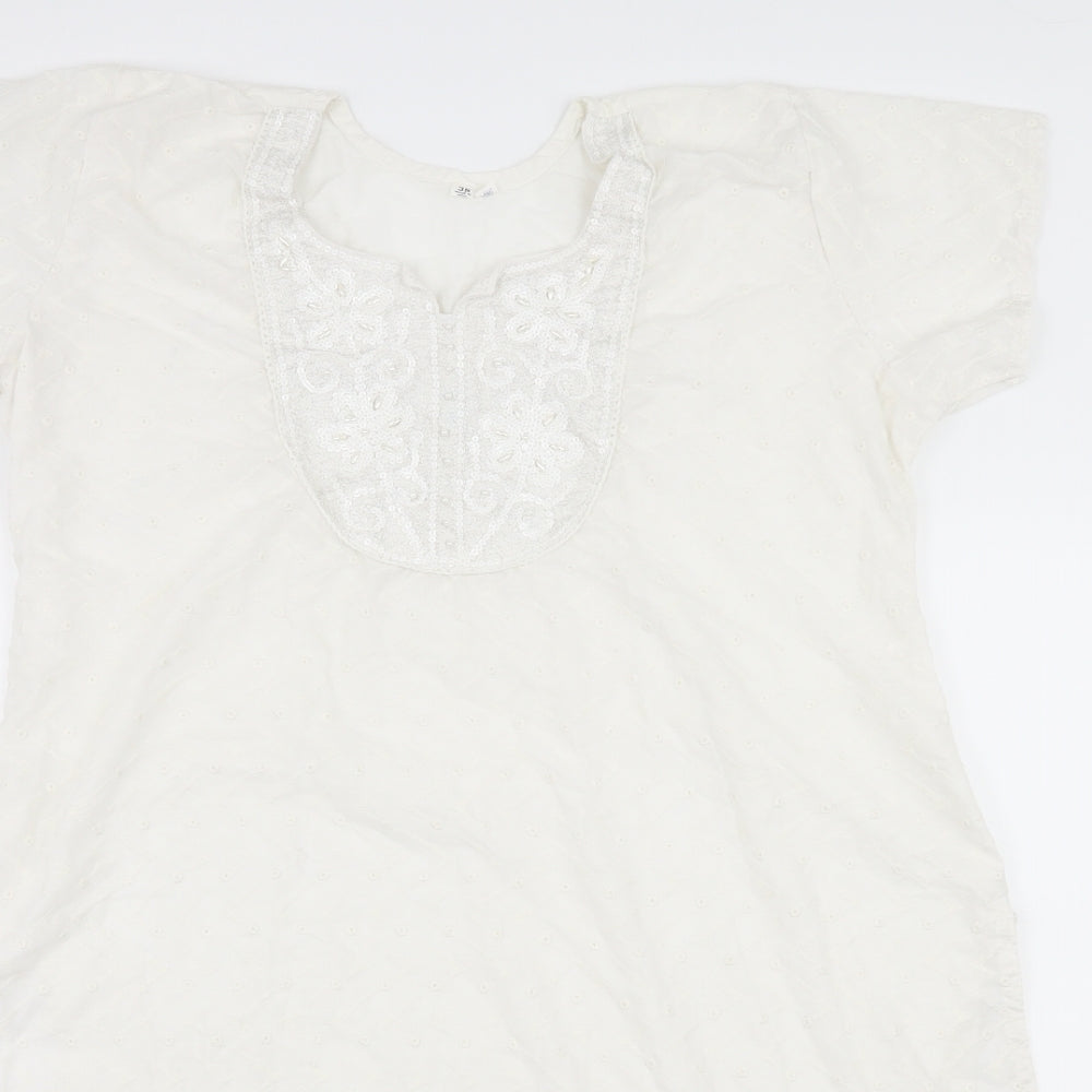 Womens UK Size 10 Preworn White Basic Blouse