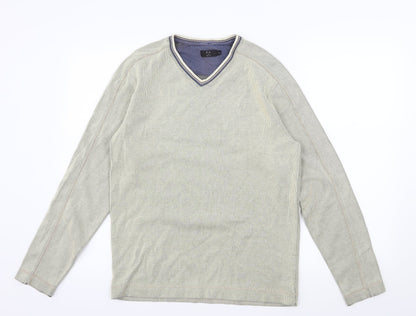 F&F Mens Beige Striped Jersey Pullover Sweatshirt Size S