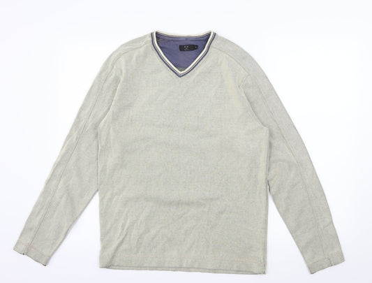 F&F Mens Beige Striped Jersey Pullover Sweatshirt Size S