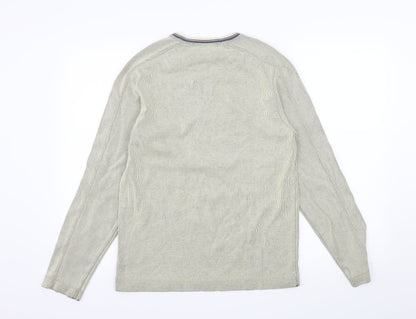 F&F Mens Beige Striped Jersey Pullover Sweatshirt Size S