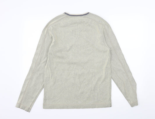 F&F Mens Beige Striped Jersey Pullover Sweatshirt Size S