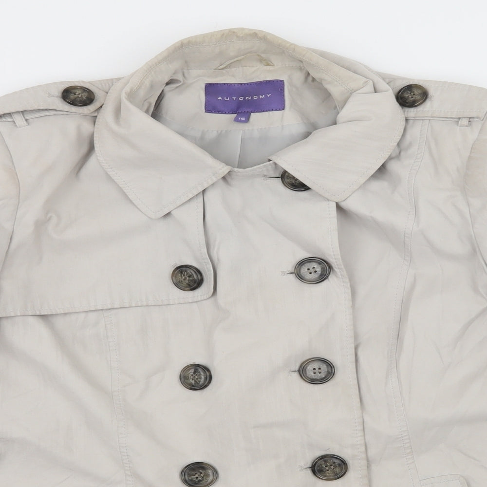 Autonomy Womens Grey   Pea Coat Coat Size 16