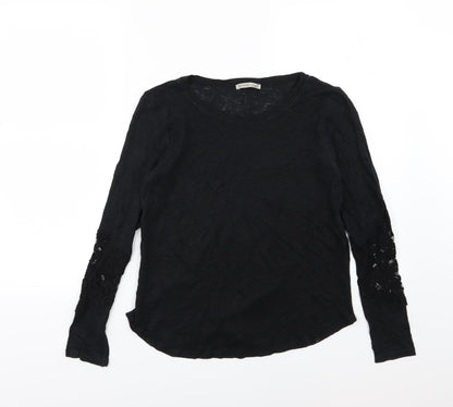 Zara Womens Black Floral Knit Pullover Jumper Size S