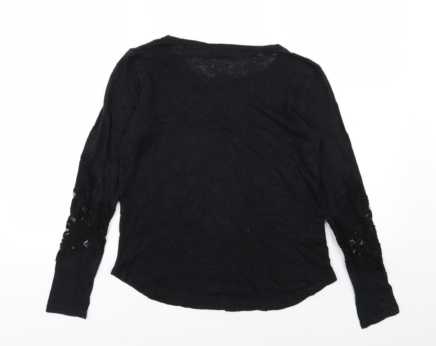 Zara Womens Black Floral Knit Pullover Jumper Size S