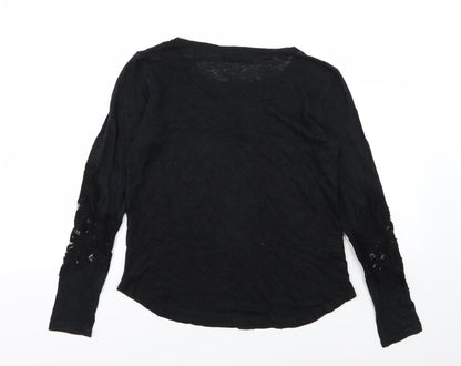Zara Womens Black Floral Knit Pullover Jumper Size S