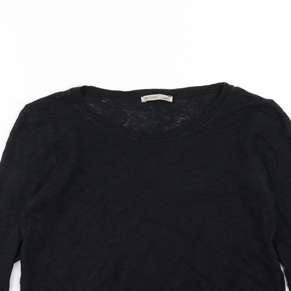 Zara Womens Black Floral Knit Pullover Jumper Size S