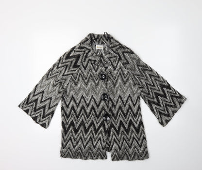 Roman Womens Grey Check  Cardigan Jumper Size S