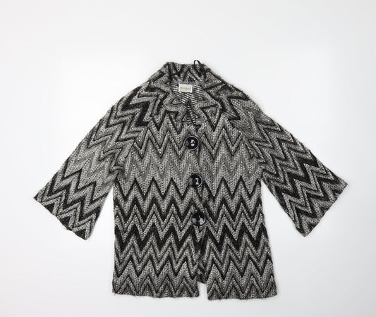Roman Womens Grey Check  Cardigan Jumper Size S