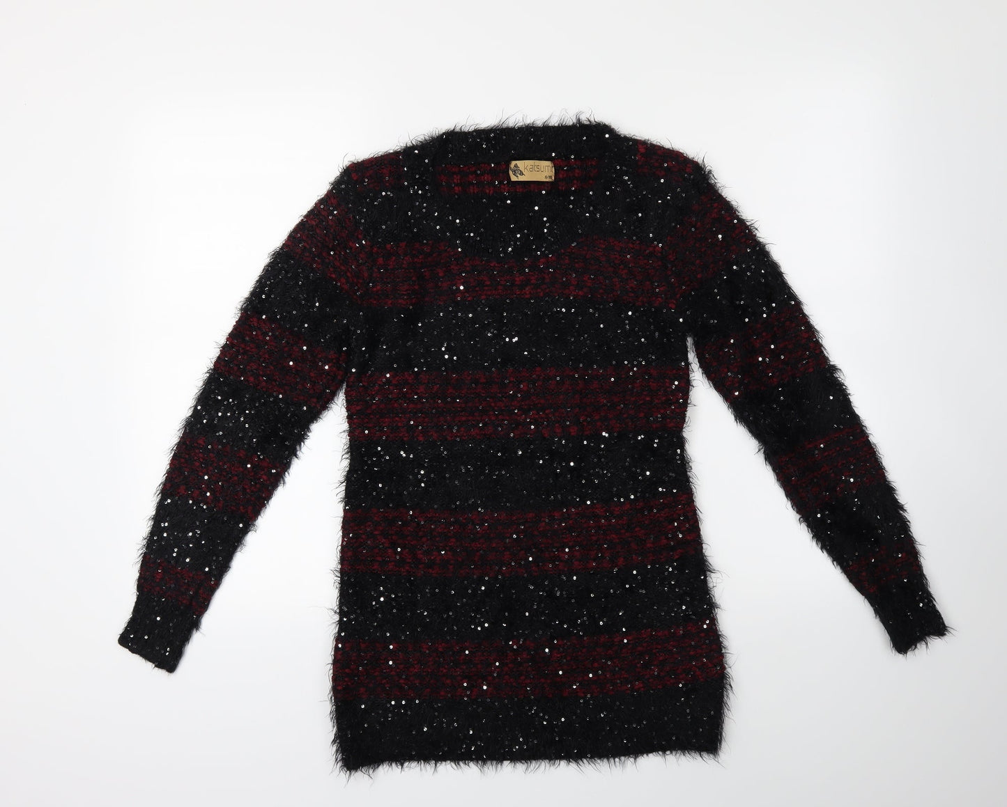Katsumi Womens Black Striped Knit Pullover Jumper Size S