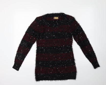 Katsumi Womens Black Striped Knit Pullover Jumper Size S