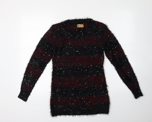 Katsumi Womens Black Striped Knit Pullover Jumper Size S