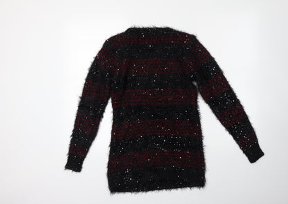 Katsumi Womens Black Striped Knit Pullover Jumper Size S