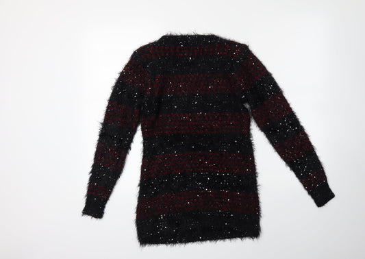 Katsumi Womens Black Striped Knit Pullover Jumper Size S